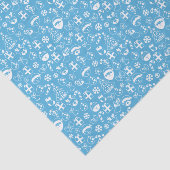 Kerstfavorieten Blauwe Santa Elf Snowman Pattern Tissuepapier (Detail)