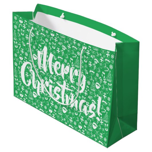 Kerstfavorieten: De kerstman Elf Snowman Santa Groot Cadeauzakje (Achterkant Gekanteld)