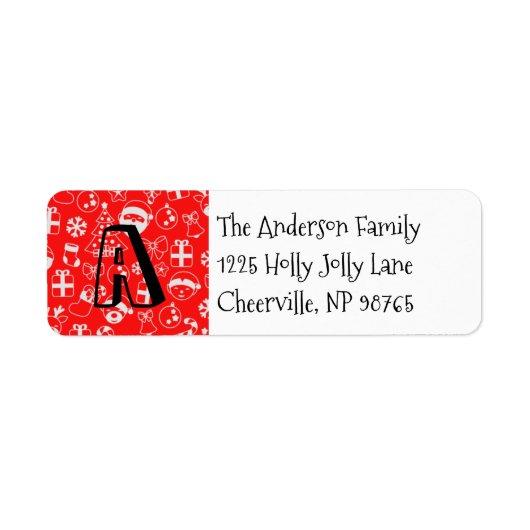 Kerstfavorieten - Red Santa Elf Snowman Monogram Etiket (Voorkant)