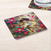 Kerstfee Collectie - Auburn Natuurlijk Haar Kartonnen Onderzetters (Schuin)