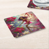 Kerstfee Collectie Plum Tint Natuurlijk Haar Kartonnen Onderzetters (Schuin)