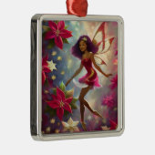 Kerstfee Collectie Plum Tint Natuurlijk Haar Metalen Ornament (Rechts)