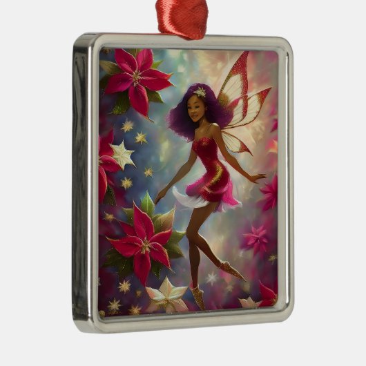 Kerstfee Collectie Plum Tint Natuurlijk Haar Metalen Ornament (Rechts)