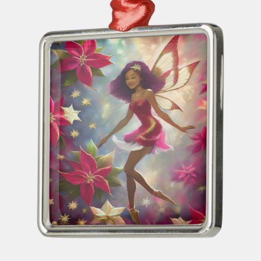 Kerstfee Collectie Plum Tint Natuurlijk Haar Metalen Ornament (Links)