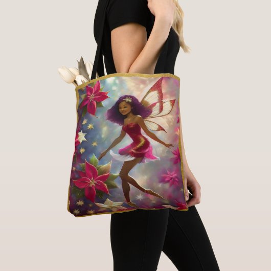 Kerstfee Collectie Plum Tint Natuurlijk Haar Tote Bag (Dichtbij)