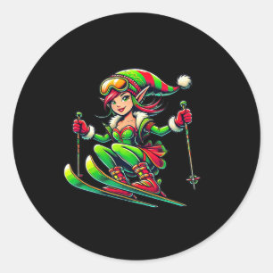 Kerstfee - Kerstmis Snowboard Skiën Ronde Sticker