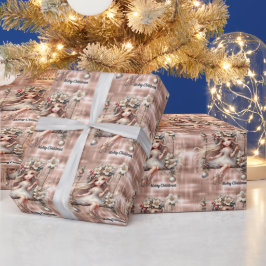 Kerstfee op Sparkle Roos Gouden Achtergrond Cadeaupapier