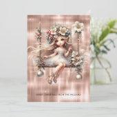 Kerstfee op Sparkle Roos Gouden Achtergrond Feestdagenkaart (Staand voorkant)