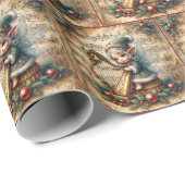 Kerstfee speelt harp cadeaupapier (Rol Hoek)