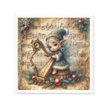 Kerstfee speelt harp