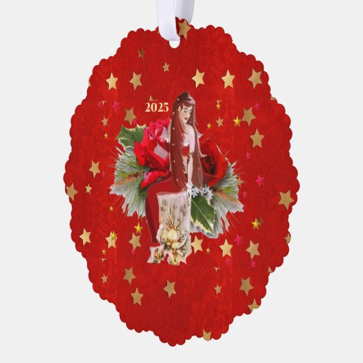 Kerstfee & Sterren Ornament Kaart (Links)