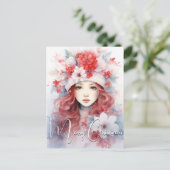 Kerstfee van de bloemen feestdagenkaart (Staand voorkant)