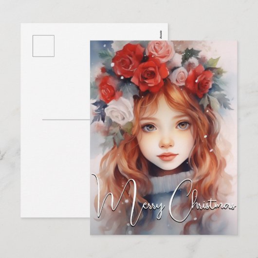 Kerstfee van de Rozen Feestdagenkaart (Voorkant / Achterkant)