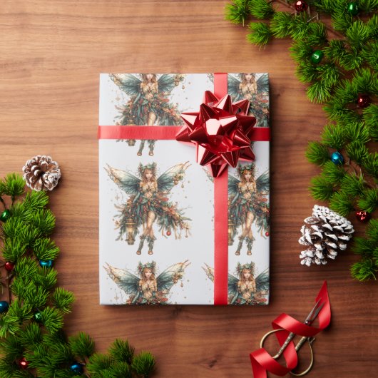 Kerstfee versierd met vakantie cadeaupapier (Feestdagen Geschenken)