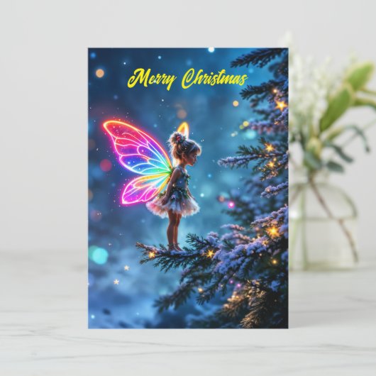 Kerstfee winterbos feestelijke magie kaart (Staand voorkant)