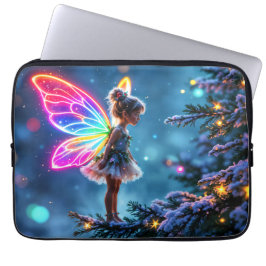 Kerstfee winterbos feestelijke magie laptop sleeve
