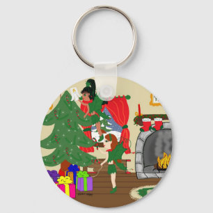 kerstfeeën die de Sleutelhanger van de boom bijsni