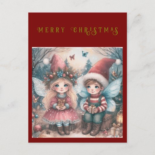Kerstfeeën in het bos Vakantie Briefkaart (Voorkant)
