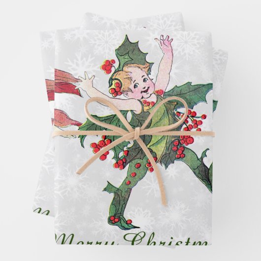 kerstfeeën inpakpapier vel (In situ)