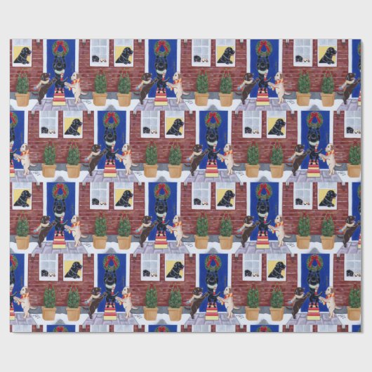 kerstfeeën labradors cadeaupapier (Vlak)