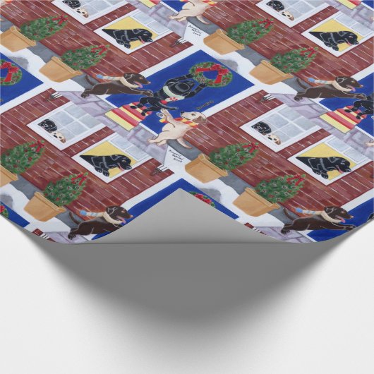 kerstfeeën labradors cadeaupapier (Hoek)