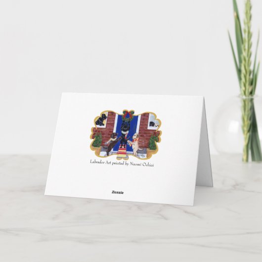 kerstfeeën labradors feestdagen kaart (Achterkant)