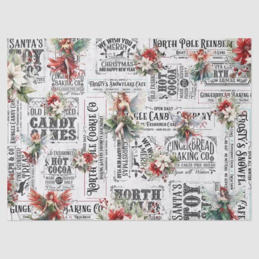 Kerstfeeën & typografie tissuepapier (Voorkant)