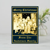 kerstfeest 1896 en kinderen folie feestdagenkaart (Staand Voorkant)