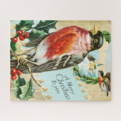  kerstfeest 1908 Robin Bird Legpuzzel (Horizontaal)