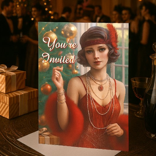 Kerstfeest 1920-er jaren Flapper Vakantiede  Kaart