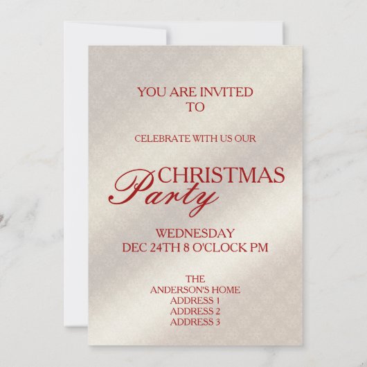 Kerstfeest 1 - Uitnodiging Kaart (Achterkant)