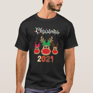 Kerstfeest 2021 Rudolph Reindeer Mo T-shirt