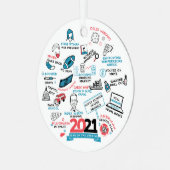 Kerstfeest 2021 Vaccinair Jaar feestdag herdenking Metalen Ornament (Voorkant links)