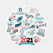 Kerstfeest 2021 Vaccinair Jaar feestdag herdenking Metalen Ornament (Achterkant)