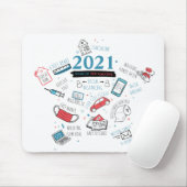 Kerstfeest 2021: viercijferjaar Covid Vaccine Muismat (Met muis)