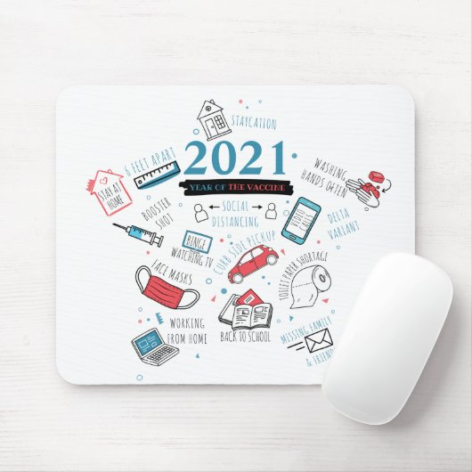 Kerstfeest 2021: viercijferjaar Covid Vaccine Muismat (Met muis)