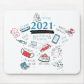 Kerstfeest 2021: viercijferjaar Covid Vaccine Muismat (Voorkant)