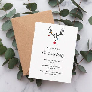 Kerstfeest 2022 moderne rendier uitnodiging