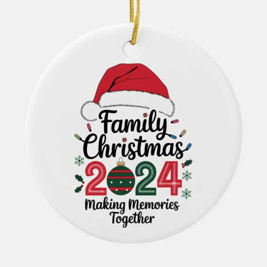 Kerstfeest 2024 samen herinneringen maken keramisch ornament (Voorkant)