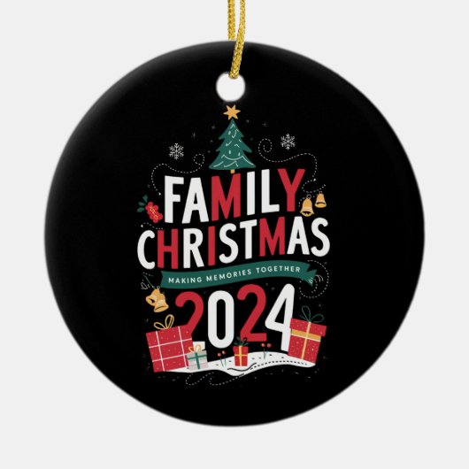 Kerstfeest 2024 samen herinneringen maken keramisch ornament (Voorkant)