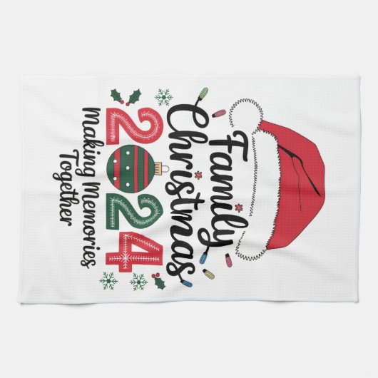 Kerstfeest 2024 samen herinneringen maken theedoek (Horizontaal)