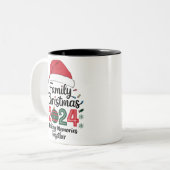 Kerstfeest 2024 samen herinneringen maken tweekleurige koffiemok (Voorkant links)
