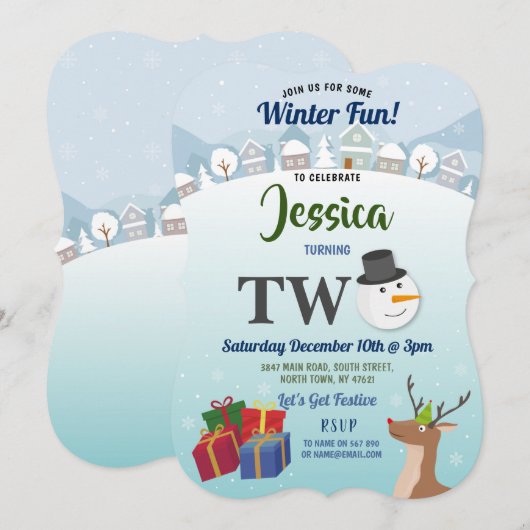 Kerstfeest 2e verjaardag Santa Snowman TWO Kaart (Voorkant / Achterkant)