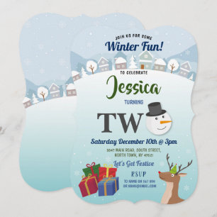 Kerstfeest 2e verjaardag Santa Snowman TWO Kaart