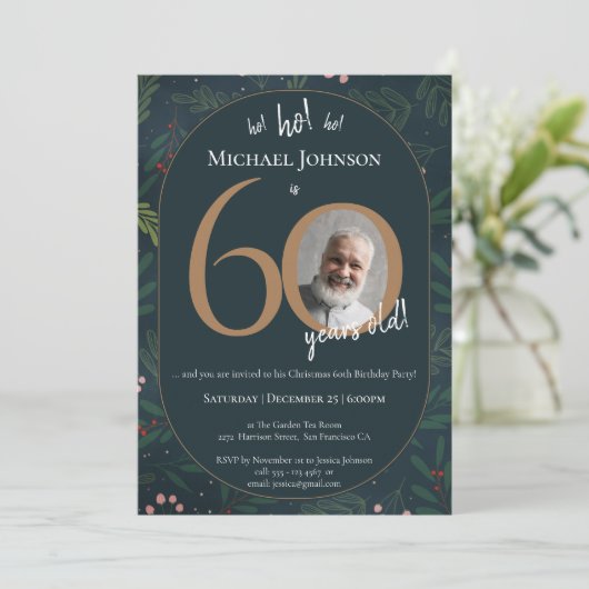 Kerstfeest 60 jaar kaart (Staand voorkant)