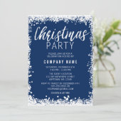 Kerstfeest aan de blauwe en witte sneeuwgrens kaart (Staand voorkant)