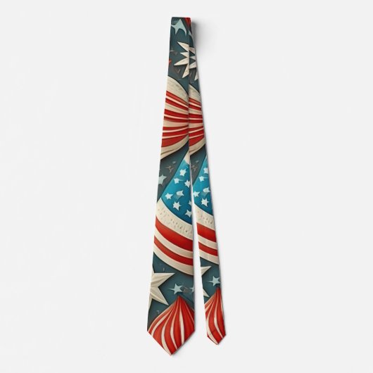 Kerstfeest Amerikaans Patriottisch Stropdas (Voorkant)