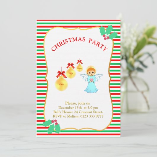 Kerstfeest Angel Uitnodiging (Staand voorkant)