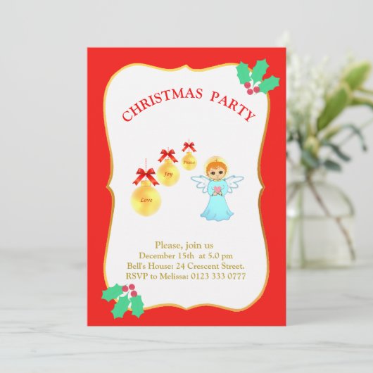 Kerstfeest Angel Uitnodiging (Staand voorkant)