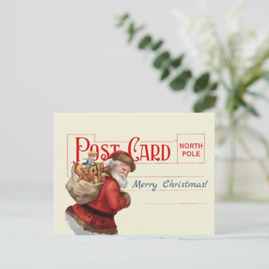 kerstfeest Antiek Briefkaart rood (Staand voorkant)